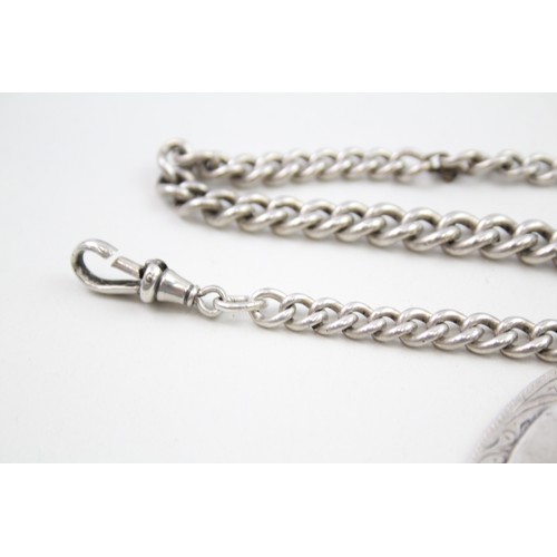 328 - A silver antique watch chain and fob (52g)