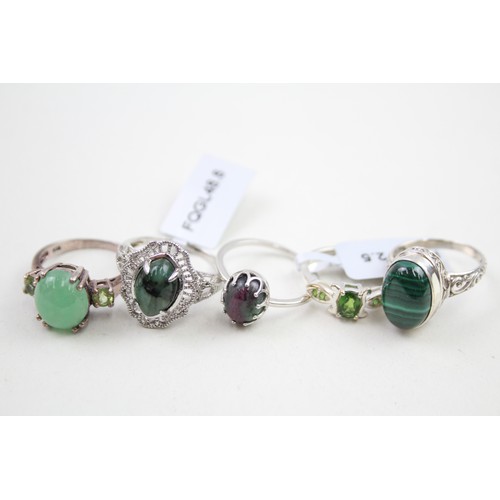 305 - A collection of silver stone set rings including ruby in zoisite (21g)