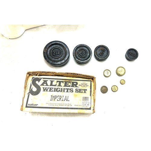 56 - Pair of scales with a set of vintage Salter weights in original box