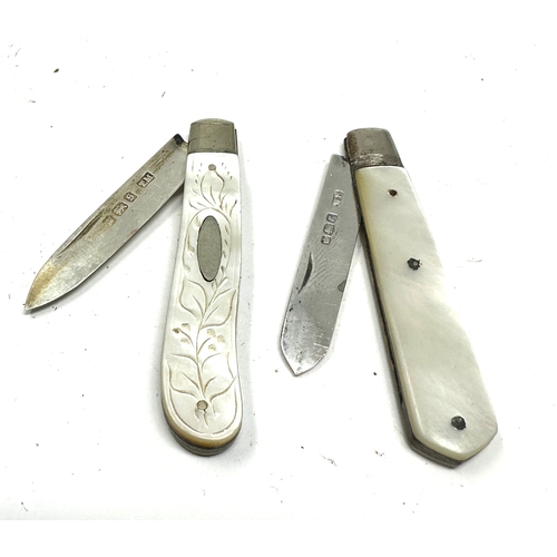 19 - 2 antique silver blade fruit knives