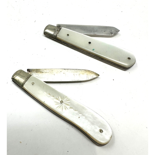 19 - 2 antique silver blade fruit knives