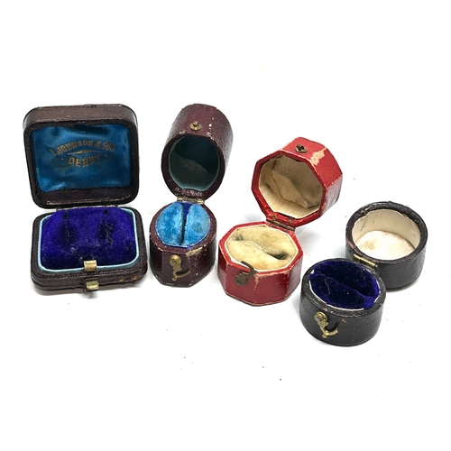 113 - 4 Antique jewellery boxes 3 ring boxes and 1 earring box