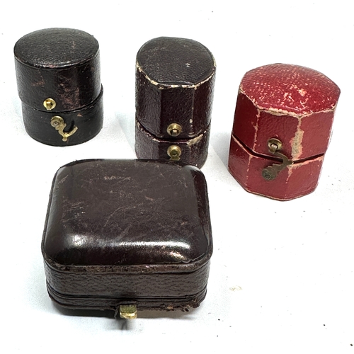 113 - 4 Antique jewellery boxes 3 ring boxes and 1 earring box