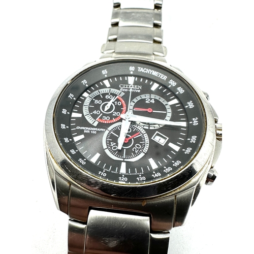 433 - Gents Citizen eco drive chronograph wr100 wristwatch the watch is ticking