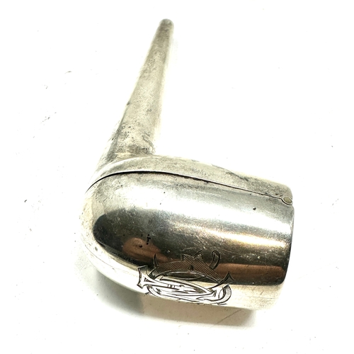 25 - Rare 19th century silver Pipe Case /holder with hinged cover and bowl birmingham silver hallmarks