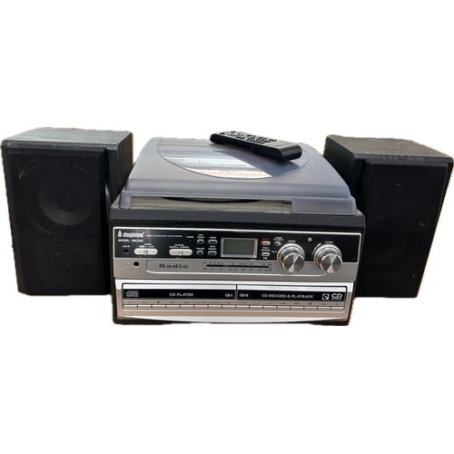 251 - Steepletone SMC-595 Record Player CD Tape Player Radio with speakers and remote, untested