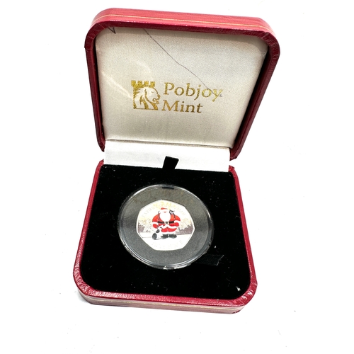 399 - 2019 Gibraltar Silver proof  Coloured Father Christmas 50p boxed pobjoy mint