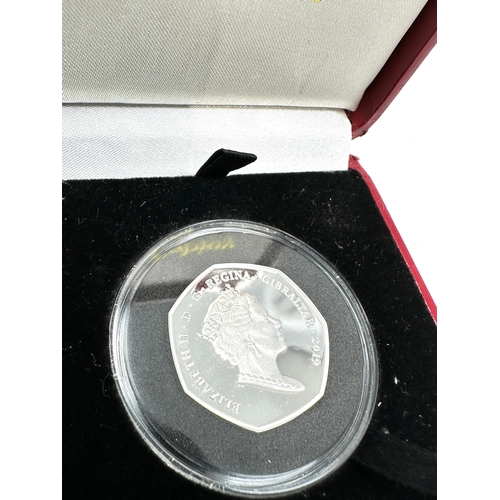 399 - 2019 Gibraltar Silver proof  Coloured Father Christmas 50p boxed pobjoy mint