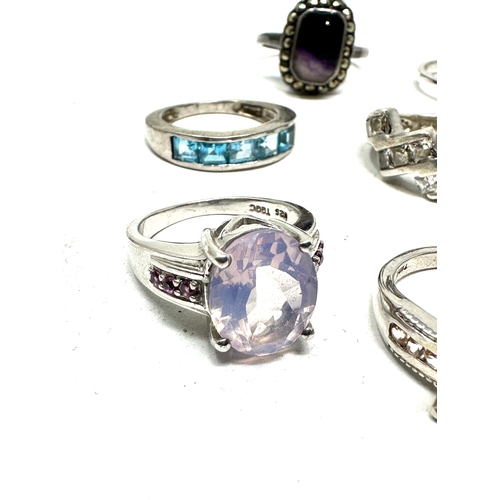 265 - selection of 8 silver gemstone set rings weight 32g