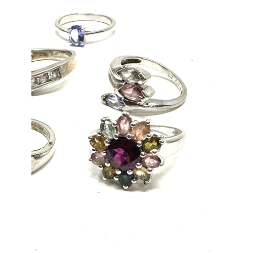 265 - selection of 8 silver gemstone set rings weight 32g