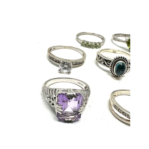 266 - selection of 8 silver gemstone set rings weight 24g