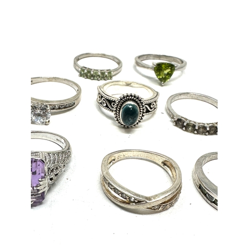 266 - selection of 8 silver gemstone set rings weight 24g