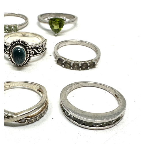 266 - selection of 8 silver gemstone set rings weight 24g