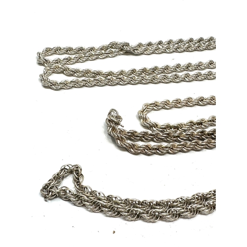 268 - 3 vintage silver rope twist necklace chains weight 59g