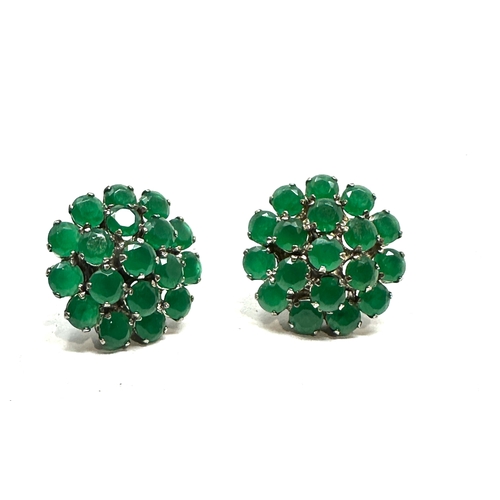 270 - pair of silver & emerald type earrings weight 8g