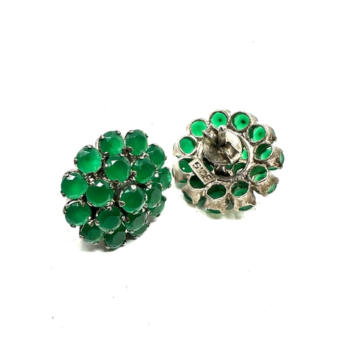 270 - pair of silver & emerald type earrings weight 8g