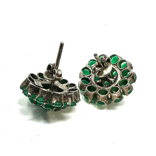 270 - pair of silver & emerald type earrings weight 8g