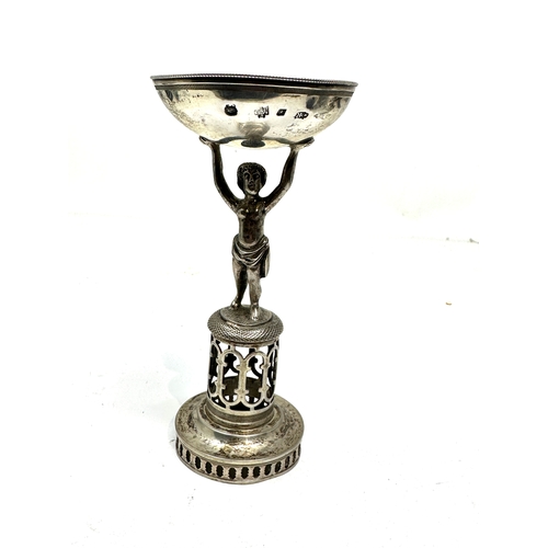 30 - Antique silver Toasting Cup With Figural Base continental silver hallmarks measures approx height 13... 