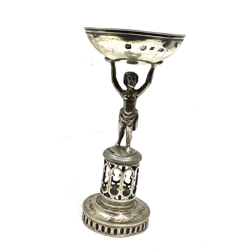 30 - Antique silver Toasting Cup With Figural Base continental silver hallmarks measures approx height 13... 