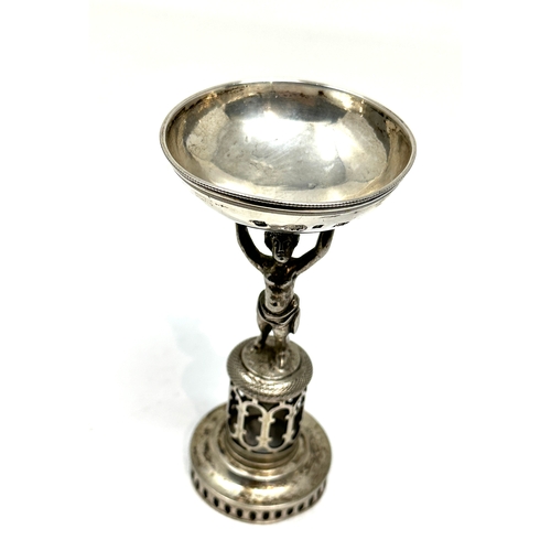 30 - Antique silver Toasting Cup With Figural Base continental silver hallmarks measures approx height 13... 