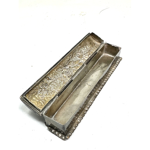 31 - Antique silver trinket box measures approx 15cm by 3.2cm height 2.5cm weight 84g