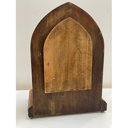 95 - 2 Key hole inlaid Chapel clock, height 15 inches