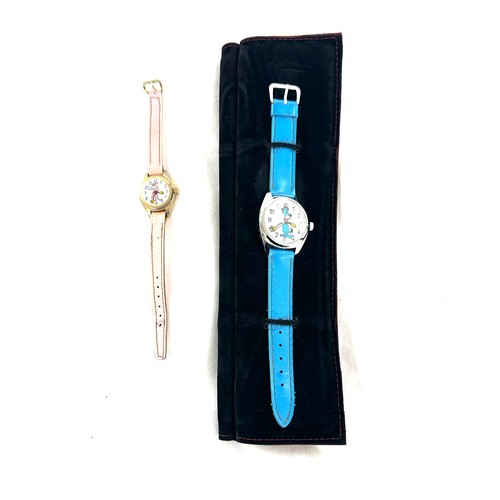 523 - Vintage pink panther watch and a vintage huckleberry hound wrist watch, both untested