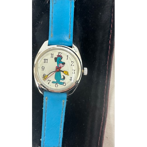 523 - Vintage pink panther watch and a vintage huckleberry hound wrist watch, both untested