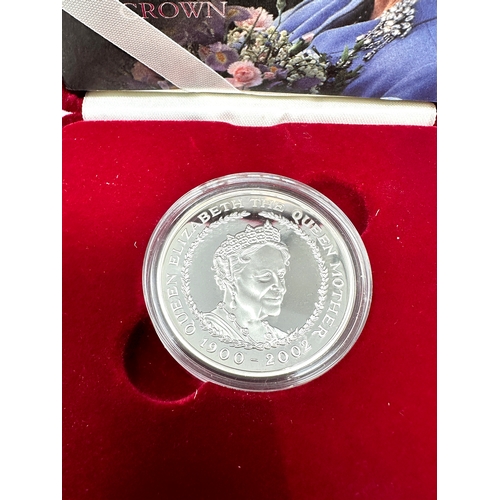 400 - 2002 Royal Mint The Queen Mother Memorial Silver Proof £5 Five Pounds Crown Coin