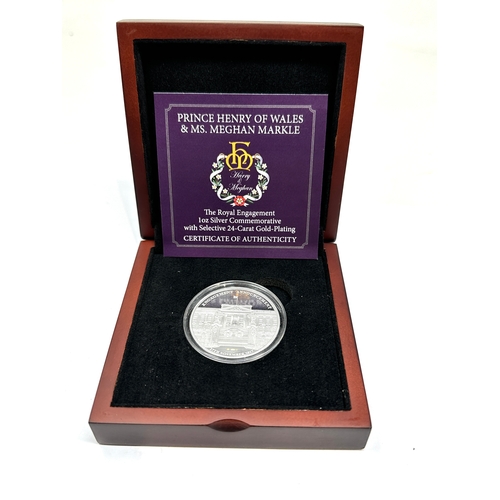 405 - Prince Henry of wales & ms .meghan markle 1oz silver commemorative coin with c.o.a limited edition