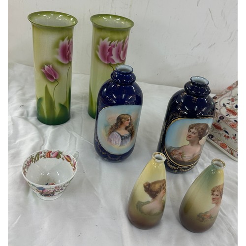 100 - Selection of collectable pottery includes Vases, Lady figure etc