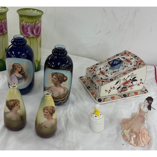 100 - Selection of collectable pottery includes Vases, Lady figure etc