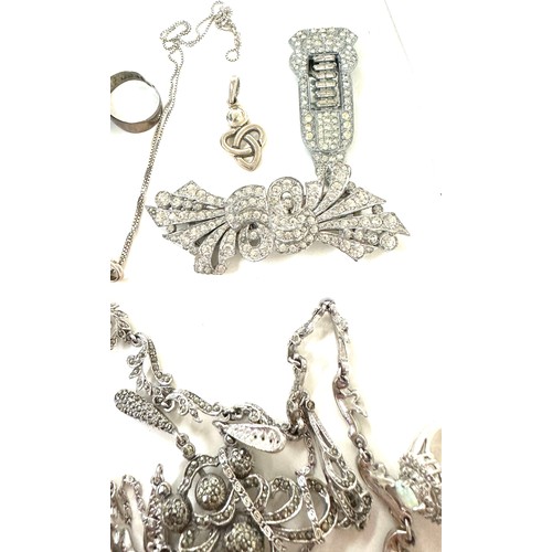 564 - Selection of silver and costume jewellery includes marcasite etc