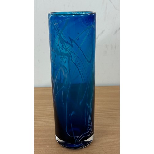 568 - Blue art glassware vase 8.9 inches tall