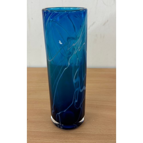 568 - Blue art glassware vase 8.9 inches tall