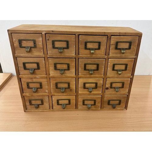 174 - Vintage wooden multi drawer measures approximately 13 inches tall 19 inches wide 7 inches depth