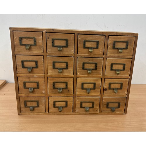 174 - Vintage wooden multi drawer measures approximately 13 inches tall 19 inches wide 7 inches depth