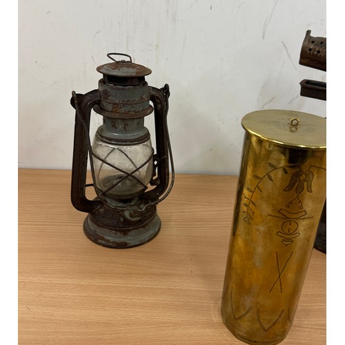 102 - Selection of collectables includes Trench art, large Blow torch etc