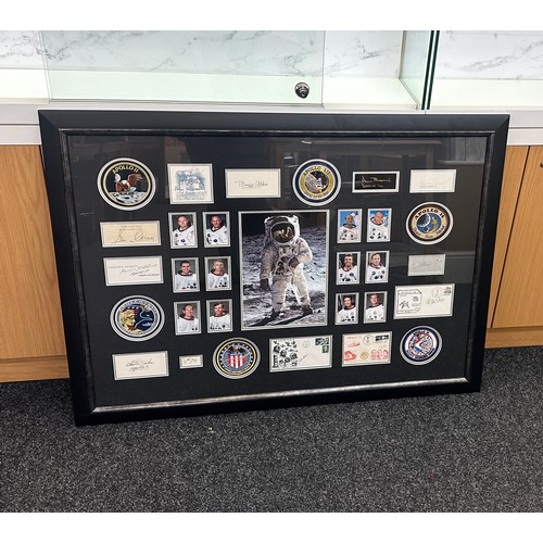 258 - NASA Apollo Missions. An Apollo Moonwalkers autograph presentation piece, with COA, featuring signed... 