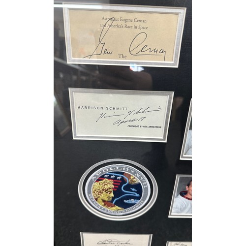 258 - NASA Apollo Missions. An Apollo Moonwalkers autograph presentation piece, with COA, featuring signed... 