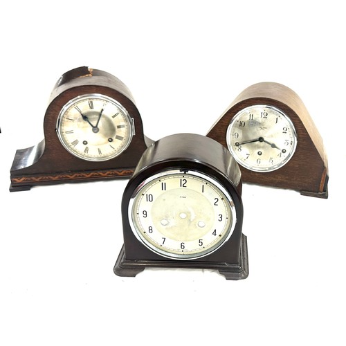 13 - Selection of assorted clocks includes Three wooden mantel clock spares and repairs