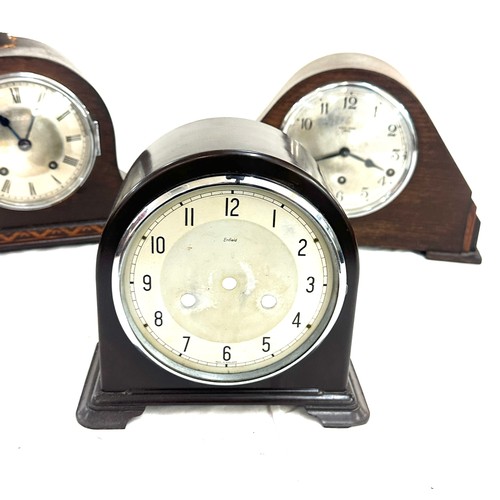 13 - Selection of assorted clocks includes Three wooden mantel clock spares and repairs