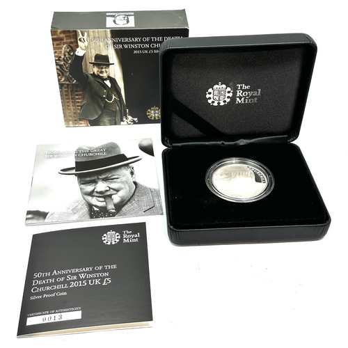 409 - Royal mint 50th anniversary of the death of sir winston churchill 2015 £5 silver proof coin boxed c.... 