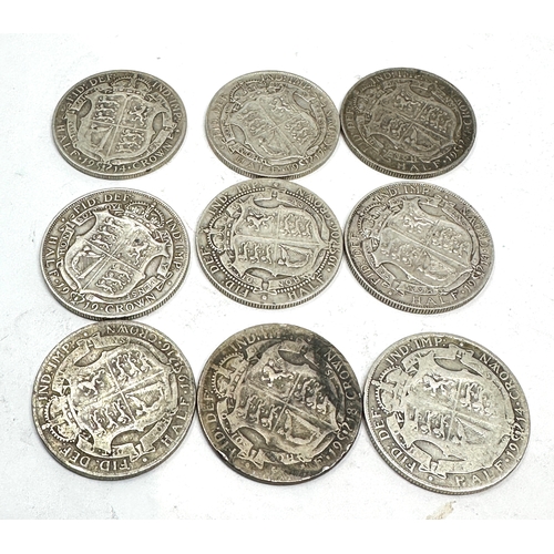 412 - 9 antique george v  silver half crowns