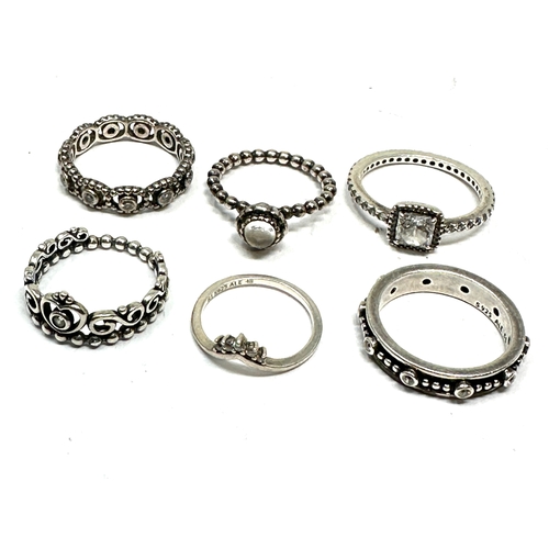 195 - 6 silver pandora rings