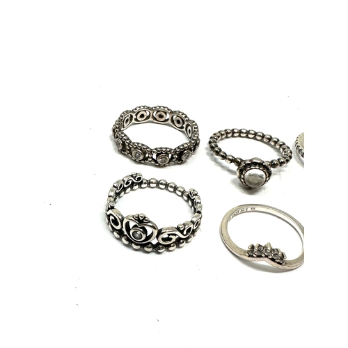 195 - 6 silver pandora rings