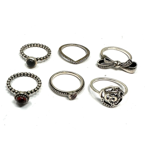 200 - 6 silver pandora rings