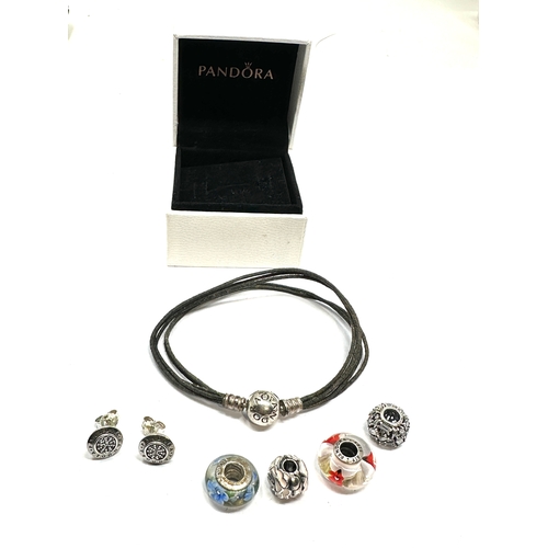 263 - selection of silver pandora jewellery inc earrings bracelet & charms