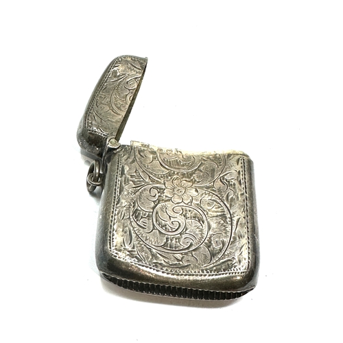 7 - Large antique silver vesta case measures approx 6cm by 4.5cm weight 33g