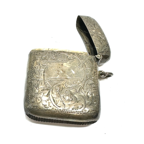 7 - Large antique silver vesta case measures approx 6cm by 4.5cm weight 33g